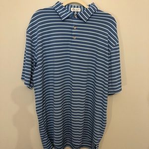 Men’s Peter Millar Summer Collection Golf Polo Size XL Blue/White Striped EUC